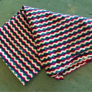 Green blue red stretchy polyester (?) fabric